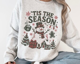 Snowman Sweatshirt, Nostalgic Christmas, Snowman Gifts, Classic Christmas Crewneck, Christmas Sweater, Gildan 18000