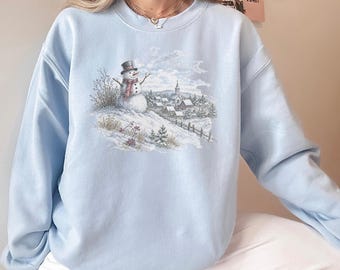 Snowman Sweatshirt, Nostalgic Christmas, Snowman Gifts, Classic Christmas Crewneck, Christmas Sweater, Gildan 18000