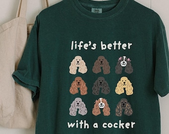 Camiseta de Cocker Spaniel, camiseta para mamá de perro, regalo para amantes de los perros, regalos para ella, camiseta para perro, camiseta para mascota, camiseta con colores cómodos