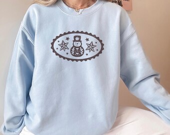 Snowman Sweatshirt, Nostalgic Christmas, Snowman Gifts, Classic Christmas Crewneck, Christmas Sweater, Gildan 18000