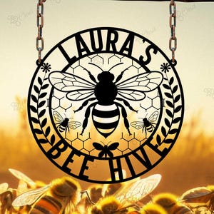 Custom Honey Bee Farm Sign, Personalized Bee Hive Sign, Bee Keeper Gift, Bee Decor, Beehive Decor, Bee Farm Sign, Gardener Gift