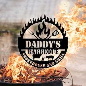 Custom BBQ Sign,Grill Sign,BBQ Smokehouse Sign,BBQ Metal Sign,Barbeque Metal Decor,Man Cave Decor