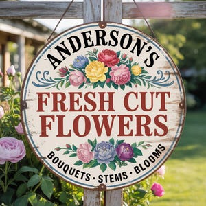 Personalized Flower Farm Sign,Garden Flower Sign,Fresh Flower Stand Sign, Fresh Cut Flowers Sign,Vintage Flower Market Sign