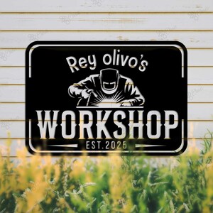 Personalisierte Garage Metallschild mit LED-Licht, Werkstatt Benutzerdefiniertes Namensschild, Mannhöhle Dekor, Mechaniker Dekor, Werkzeuge Shop Dekor, Geschenk für Papa