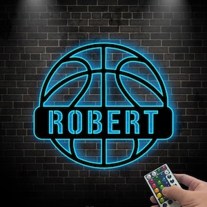 Custom Basketball LED Wall Sign,Basketball LED Name Sign,LED Basketball Name Sign, Birthday Gifts,Gift for Basketball Players