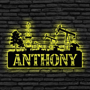 Custom Oilfield LED Sign,Anthony Oil Pump Sign,Oilfield Name Sign,LED Oilfield Worker Gift, Gift for Oil Worker