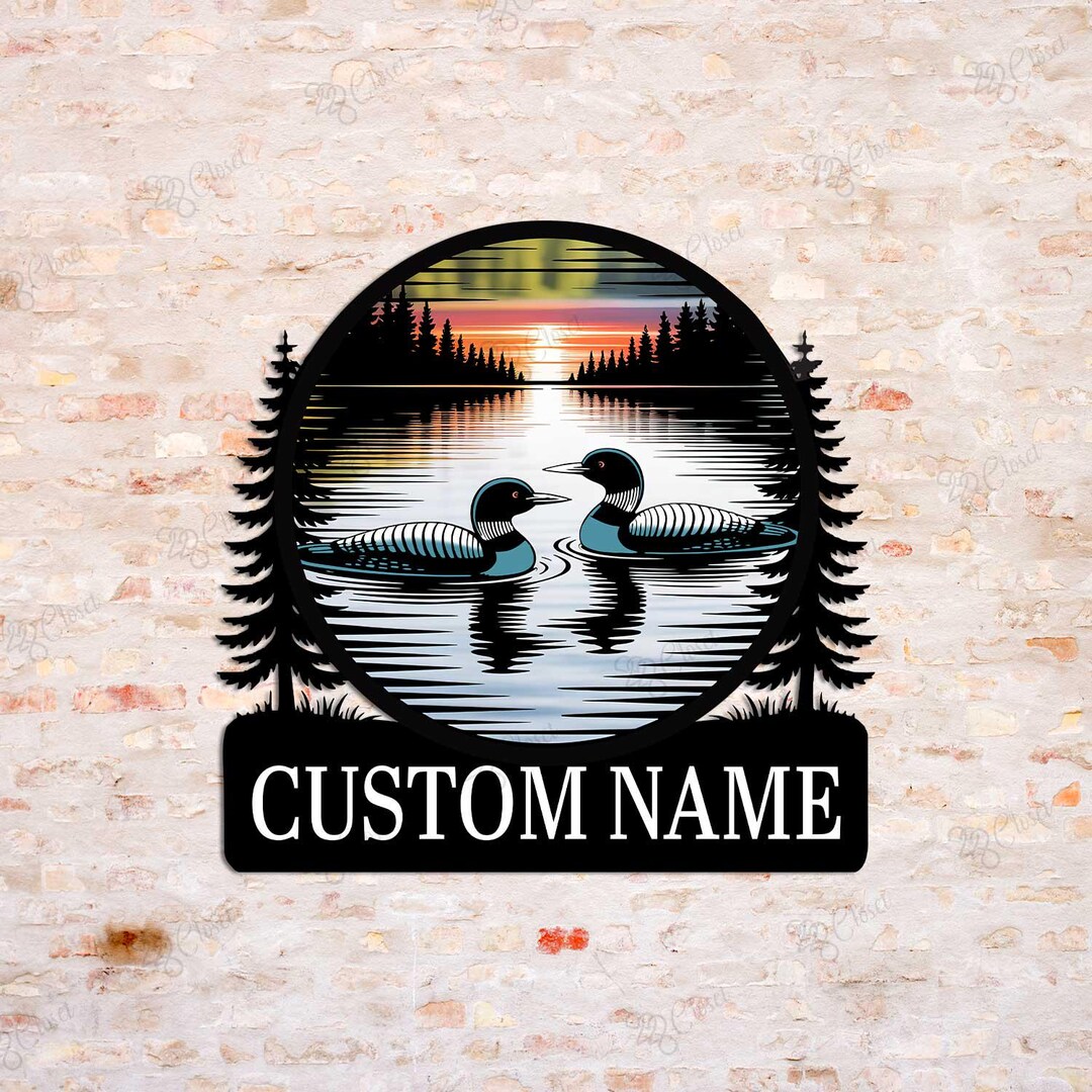 Custom Colorful Loon Metal Sign, Lake House Metal Sign, Outdoor Decor ...