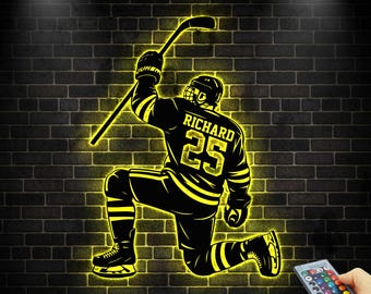 Personalized Hockey Player Sign,Hockey Wall Sign,Ice Hockey Wall Sign,Sports Room Decor,Ice Hockey Gift,Sports Room Decor