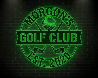 Letrero de bienvenida personalizado para club de golf, decoración de golf personalizada, arte mural de golf, letrero de golf de metal, regalos de golf para hombres, letrero del hoyo 19, letrero para la guarida del hombre