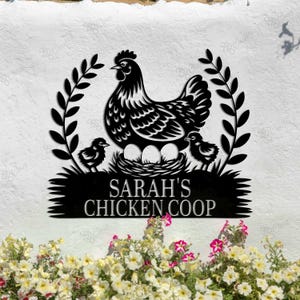 Custom Chicken Coop Name Sign, Chicken Metal Sign, Farmhouse Decor, Hen House Sign, Barn Sign, Chicken Coop Wall Art, Gift for Her
