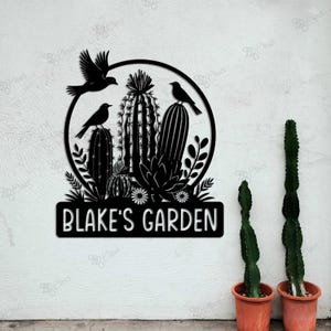 Personalized Desert Scene Metal Sign with Cactus, Custom Name Wall Art, Mountain Decor, Southwestern Home Sign,Desert Gift,Cactus Home Decor