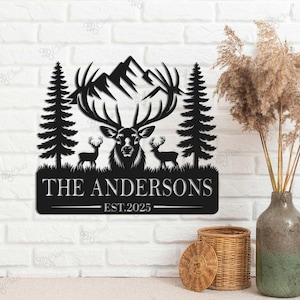 Custom Deer Antler Metal Sign,Deer Metal Sign,Deer Hunting Cabin Decor,Bow Hunter Wall Art,Deer Hunting Decor, Man Cave Decor
