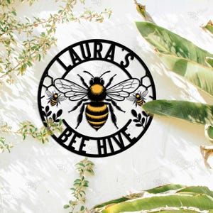 Personalized Honey Bee Sign, Metal Bee Decor,  Personalized Bee Hive Sign, Beehive Decor, Bee Keeper Gift, Bee Wall Decor, Gardener Gift