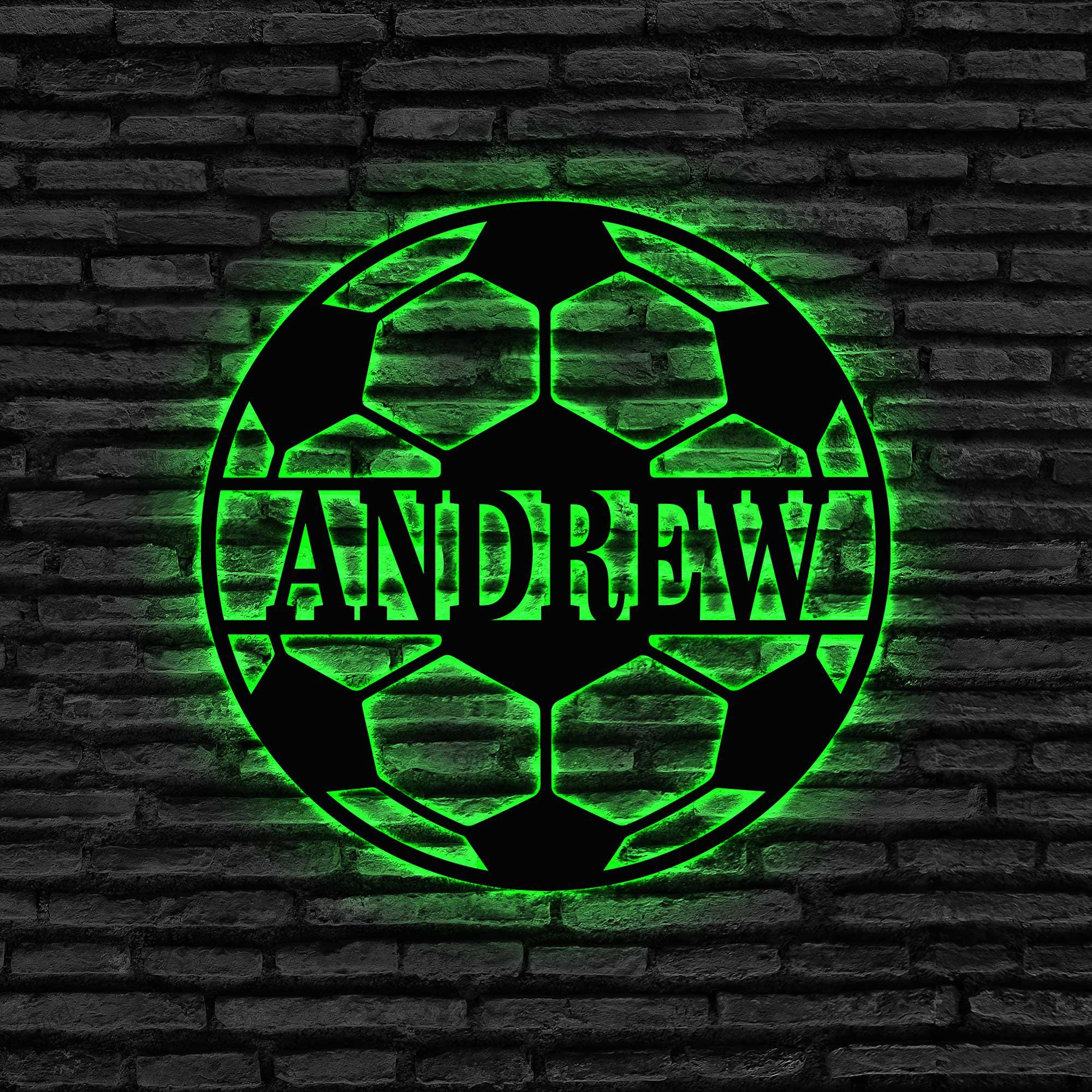 Panneau Mural Football Métal Avec LEDs - Personnalisable, Décoration Bar Jardin, Neuf
