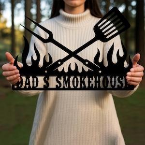 Custom BBQ Sign,BBQ Metal Sign, Barbecue Metal Name Sign,Outdoor BBQ Grill Sign,Grill Master Sign, Backyard or Patio Decor