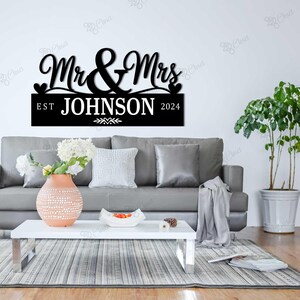 Custom Last Name Wedding Sign,Wedding Name Sign, Wedding Gift Name Sign,Metal Wall Decor for Couple,Wedding Gift