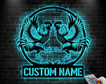 Custom Cockfighting Metal Wall Art, Personalized Chicken Metal Sign Room Decor, Home Decor Chicken Coop Sign Farm Decoration, Xmas Home Gift