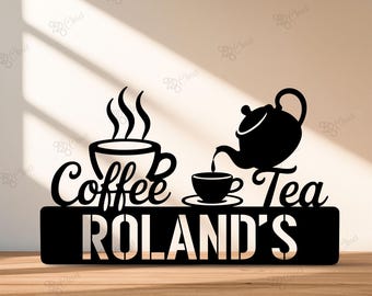 Custom Coffee and Tea Bar Sign,Coffee Station Sign,Coffee Corner Sign,Kitchen Decor,Coffee Home Decor, Bar Decor