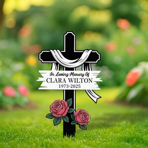 Targa commemorativa a forma di croce personalizzata, palo commemorativo da giardino a forma di croce, targa commemorativa a forma di croce per lapide, targa commemorativa da giardino a forma di croce, targa commemorativa con nome per lapide