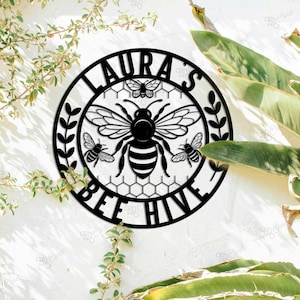 Custom Honey Bee Farm Sign, Personalized Bee Hive Sign, Bee Keeper Gift, Bee Decor, Beehive Decor, Bee Farm Sign, Gardener Gift