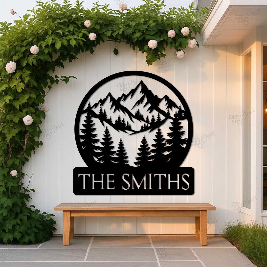 Pepersonalized Mountain Forest Sign: Custom Metal Cabin Lodge Sign - Etsy