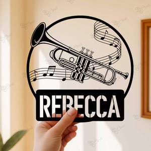 Custom Trumpet Wall Sign,Trumpet Music Wall Decor, Trumpet Player Wall Art,Trumpet Metal Wall Sign,Music Wall Art,Music Room Decor