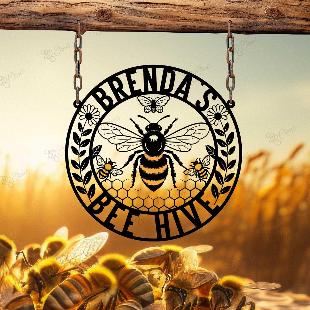 Metal Bee Sign Custom Honey Bee Metal Wall Sign, Personalized Metal Bee Decor, Bee ...