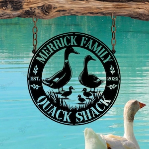 Custom Duck Family Sign,Quack Shack Metal Sign,Duck Pond Cabin Decor,Duck House Sign,Duck Yard Hanging Sign, Lake House Decor