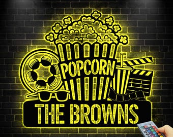 Personalized Home Theater Metal Sign, Cinema Home Decor, Movie Room Wall Decor, Home Movie Bar Decor,Film Lover Theater Gift