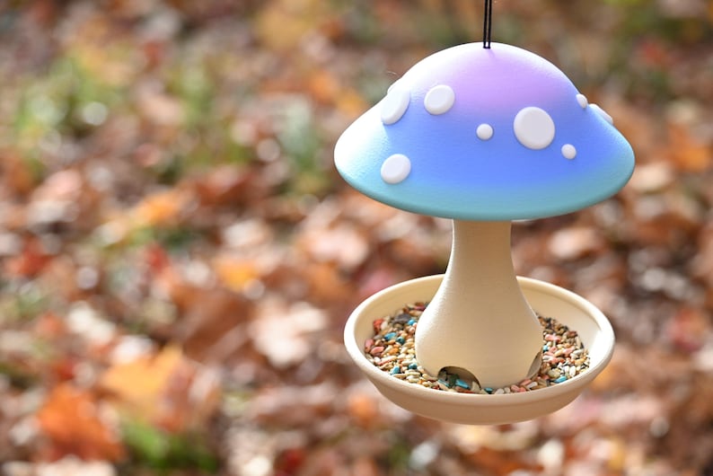 Mushroom Bird Feeder | Custom Toadstool Garden Decor, Made to Order, Bird Lover Gift Rainbow
