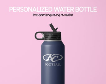 Personalized Water Bottle with Straw | Insulated with Customized Engraved Name or Logo