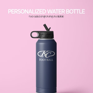 Personalized Water Bottle with Straw | Insulated with Customized Engraved Name or Logo