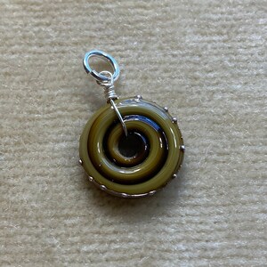 Lampwork Swirl Disk Bead Drop, Sterling Silver Droplet Edge, Sterling Silver Charm, Pendant, Cluster Dangle, Dangle D0905