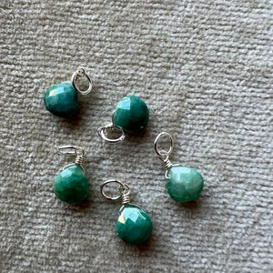Emerald Green Ruby Drops, Dangle, Bracelet Charm, D8055