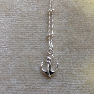 Sterling Silver Anchor Charm, Satellite Chain, Minimal Layering Necklace N1202