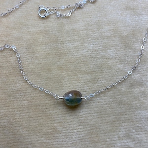Tourmaline Nugget, Sterling Silver Chain, Minimal Layering Necklace N6124