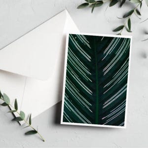 Kaart met speldgestreepte calatheablad [Botanische blanco wenskaart - Botanische kaartenset - Moederdagbloemen - Unieke Moederdagkaart - Bladkunst]