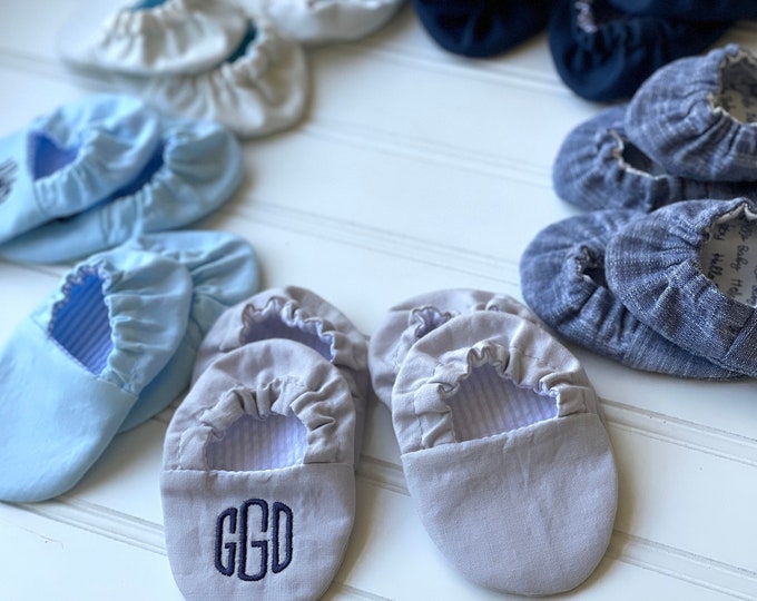 Reversible Infant Crib Shoes - Baby Boy Favorites - Shower Gift, Welcome Baby, Slippers