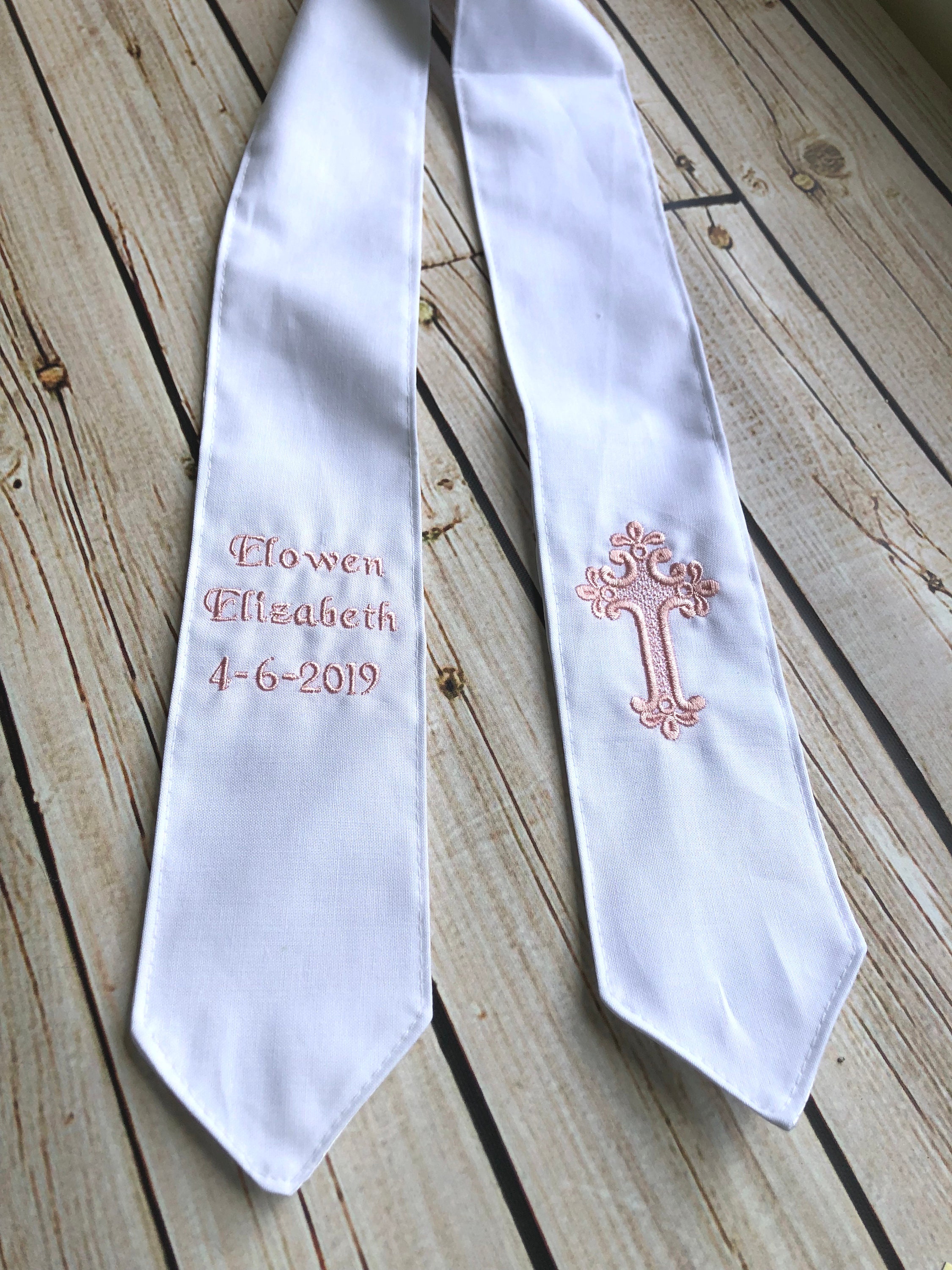 Personalized Baptism Christening Stole White with Choice of