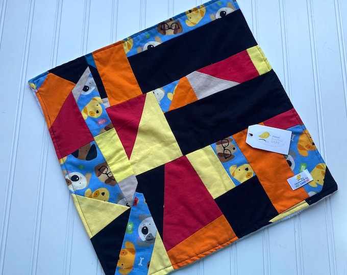 Handmade Baby Micro Quilt - Lovey or Lovie Blanket - One Of A Kind - Upcycled OOAK, Mini Quilt, Security Blanket