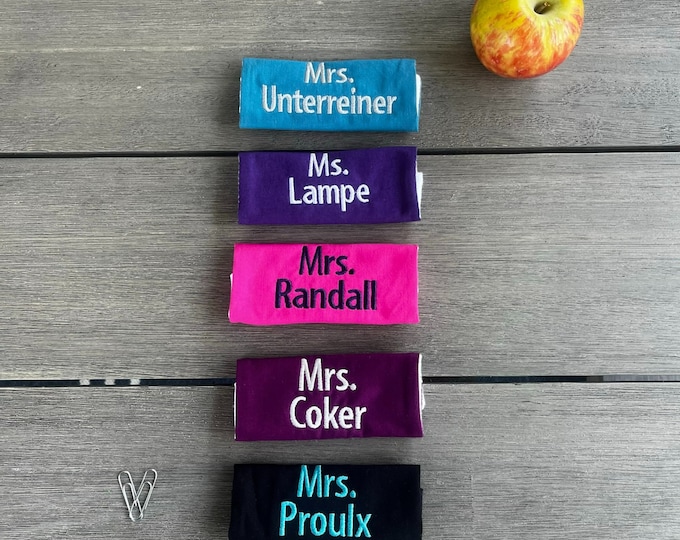 Personalized Teacher Handle Wrap - Name or Monogram - Teacher Gift, Back to School,  Summer Travel, Lunch Box, Backpack, Luggage Tag