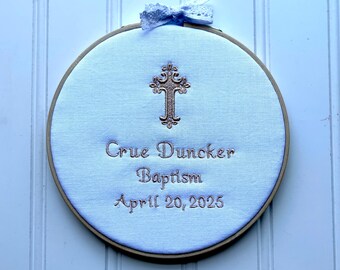 Custom Baptism Wall Hanging - Dedication, New Baby, Christening, Keepsake, Godson, Goddaughter gift