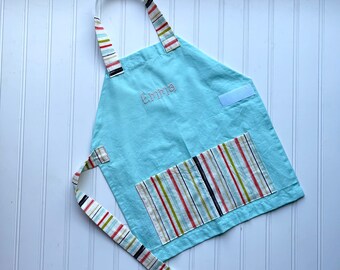 CLOSEOUT Kids Personalized Aprons - Girls' Favorites - Embroidered Name, Monogram, Preschool, Toddler Smock, Birthday Present, Christmas