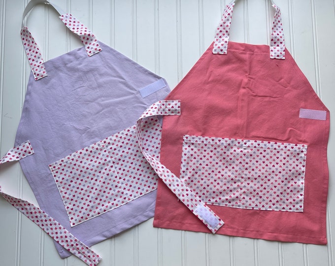 Kids Personalized Aprons - Girls' Favorites - Barbie Pink - Hearts - Embroidered Name, Baking, Birthday Gift, Back to School, Lemonade Stand
