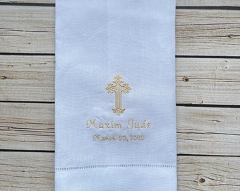 Custom Baptism Towel - Dedication, New Baby, Christening, Keepsake, Godson, Goddaughter gift