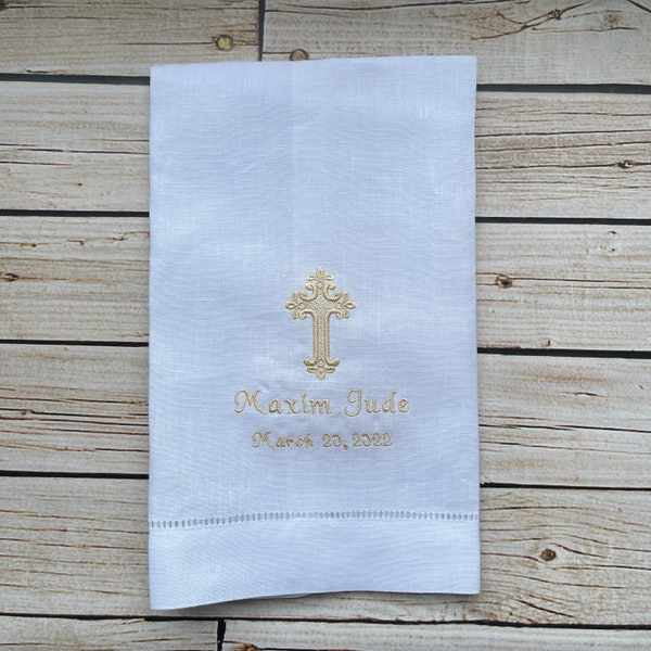 Custom Baptism Towel - Dedication, New Baby, Christening, Keepsake, Godson, Goddaughter gift