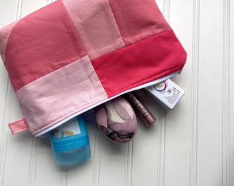 Patchwork Travel Bag - Zipper Pouch, Eco-Friendly, Diaper Bag, Cosmetics, Teacher Gift, Graduation, Spring Break, Hamilton