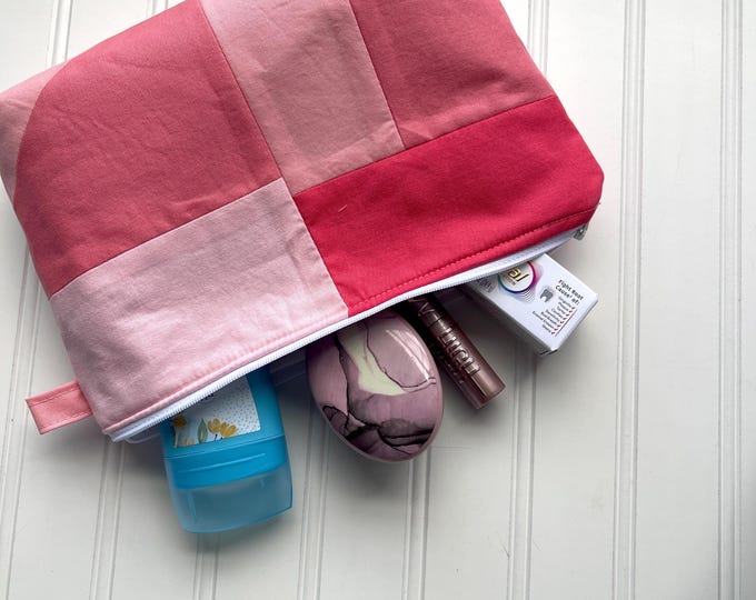 Patchwork Travel Bag - Zipper Pouch, Eco-Friendly, Diaper Bag, Cosmetics, Teacher Gift, Graduation, Spring Break, Hamilton