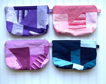 Limited Edition UpCycled Patchwork Travel Bag - Zipper Pouch, Eco-Friendly, Diaper Bag, Cosmetics, Teacher Gift, Graduation, Spring Break