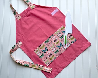 Handmade Kids Aprons -  Girls' Favorites - Preschool, Toddler Smock, Birthday Gift, Kids cooking, baking, Personalized Easter Basket Gift